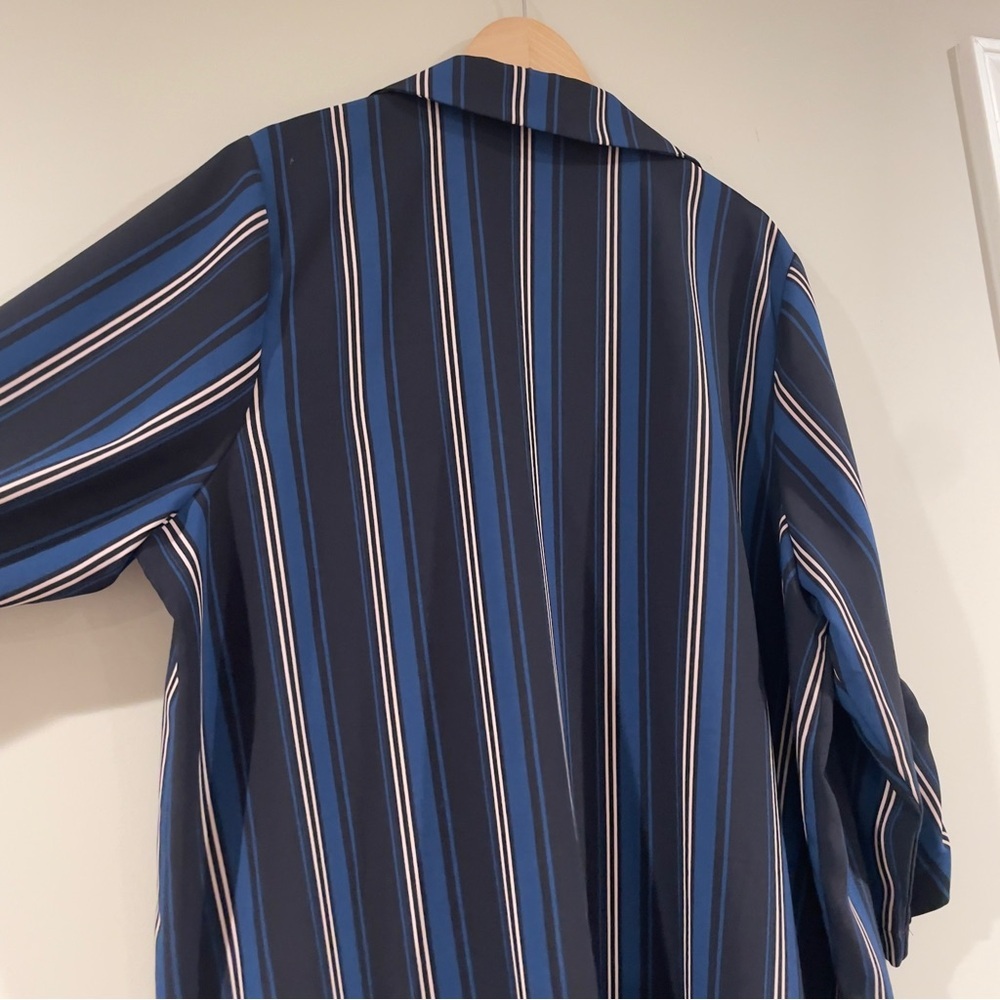 Dress Barn (Roz & Ali) Striped Longline Open Front Blazer Jacket -Blue/White, 3X - Picture 9 of 11